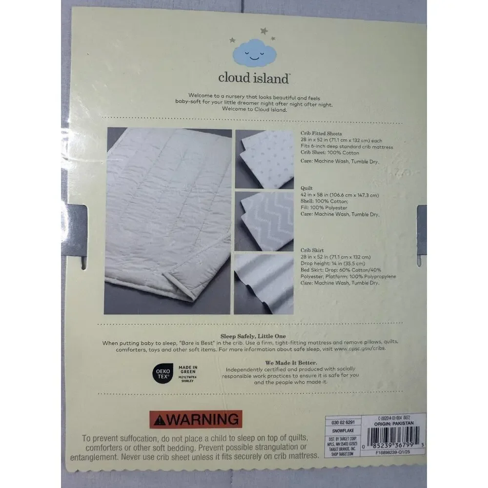 Cloud Island Crib Bedding Set Gray 4pc NWT